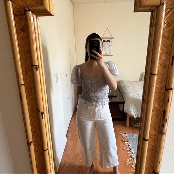 Zara Sheer Lavender Puff Sleeve Blouse - Picture 9 of 12